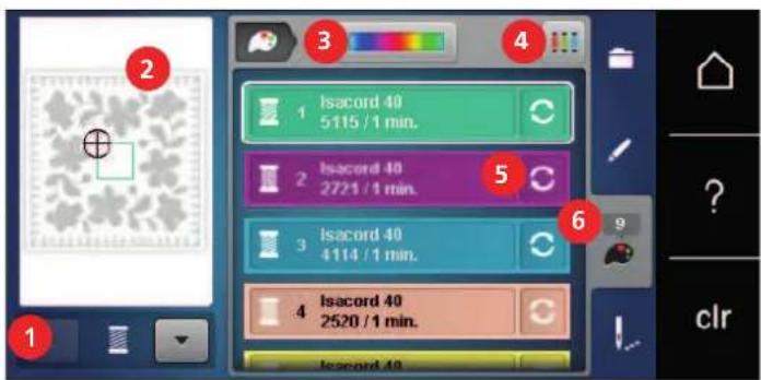 BERNINA 590 - Aperçu du menu changement de couleur - 1