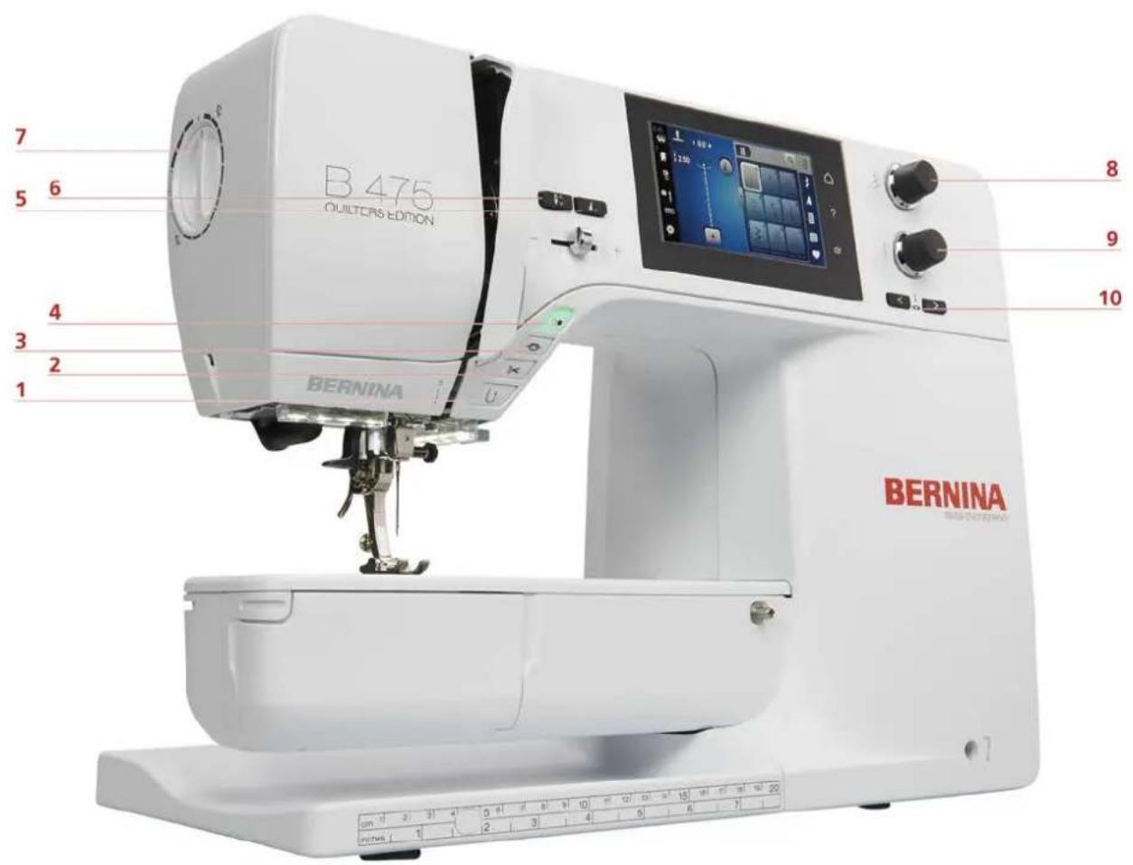 BERNINA 475 QE - Aperçu - éléments de commande devant - 1