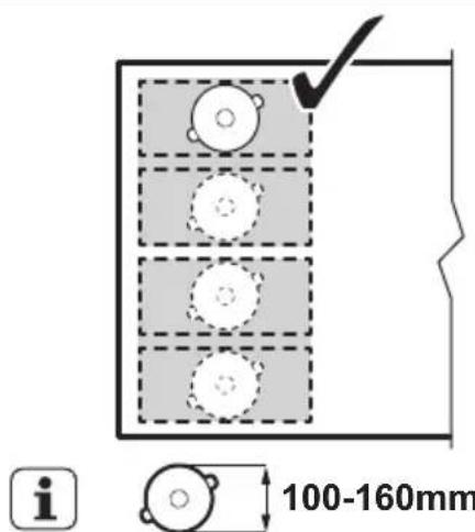 AEG IPE84571IB - Diameter och placering av kokkärlet - 1