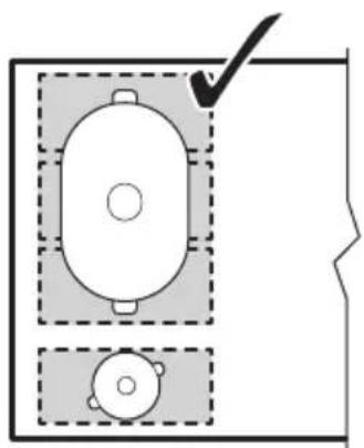 AEG IPE84571IB - Richtige Position des Kochgeschirrs: - 1