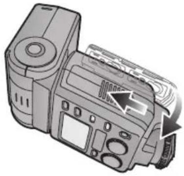 PANASONIC Lumix DMWFL500E - Schließen Sie den Batteriefachdeckel, indem Sie ihn so weit wie möglich zurückschieben. - 1