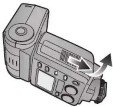 PANASONIC Lumix DMWFL500E - Slide the battery cover to open it. - 1