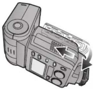 PANASONIC Lumix DMWFL500E - Fermez le couvercle du logement des piles en le faisant glisser fermement dans le sens de la flèche aussi loin que possible. - 1