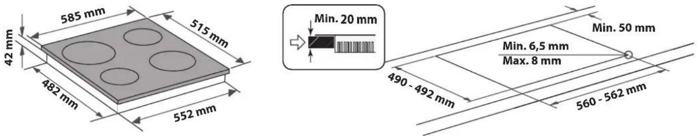 BAUKNECHT CTAR 86421 IN - DIMENSIONS ET DISTANCES A RESPECTER - 2