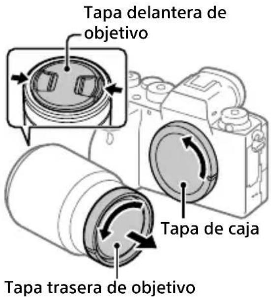 SONY Alpha A9 II - Retire la tapa de caja de la casa y la tapa trasera de objetivo de la parte trasera de objetivo. - 1