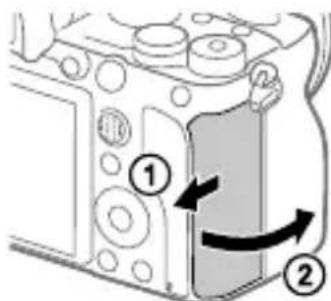 SONY Alpha A9 II - Öffnen Sie die Speicherkartenfachklappe. - 1