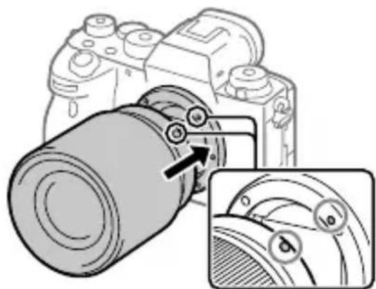 SONY Alpha A9 II - Installez l'objectif en alignant le repère blanc de l'objectif et celui de l'appareil photo (repère de montage) - 1