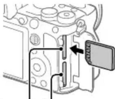 SONY Alpha A9 II - Sæt SD-kortet ind i abning 1. - 1