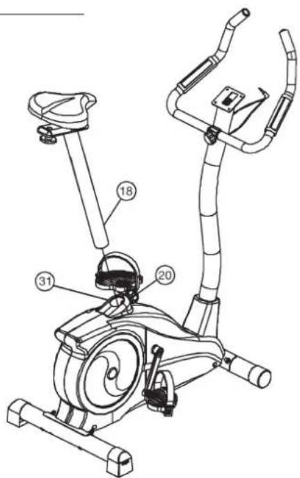 Christopeit EM 40 - Step 6: Attach the saddle support (18) at main frame (31). - 1