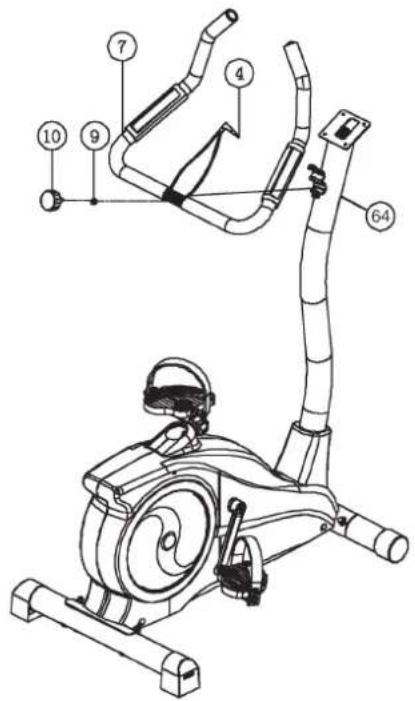Christopeit EM 40 - Step 4: Attach the handlebar (7) at handlebar support (64). - 1