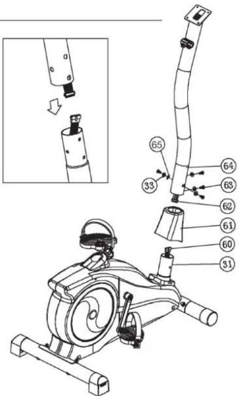 Christopeit EM 40 - Step 3: Attach the front post (64) at main frame (31). - 1