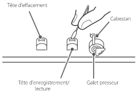 Tête d'effacement Cabestan Tête d'enregistrement/ lecture Galet presseur