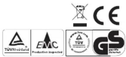 TÜVRheinland EMC Production Inspected CE TÜV TÜV GS