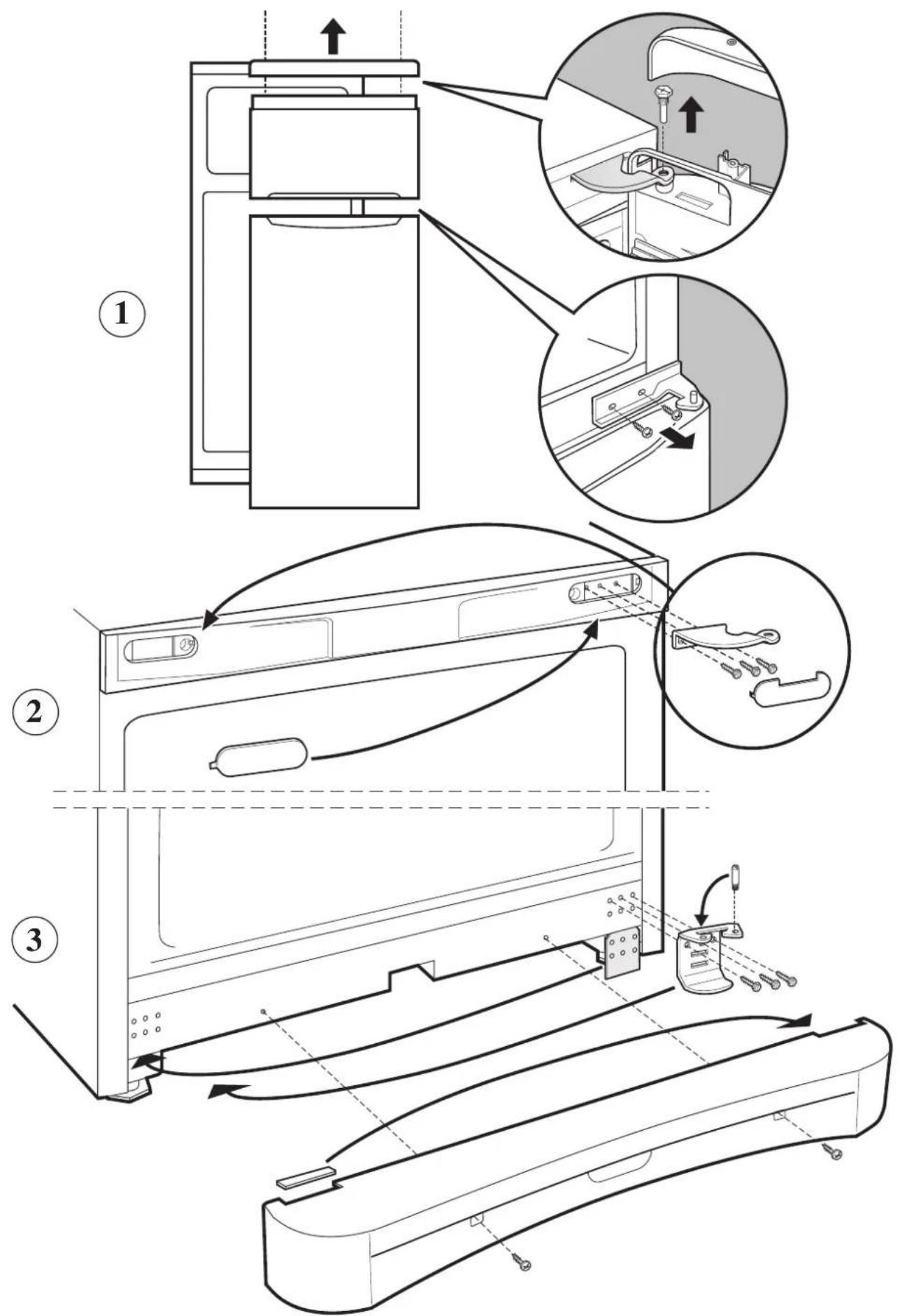 INDESIT T 5 FNF P (EX) - Reversing the door opening   Réversibilité de l'ouverture des portes - 1