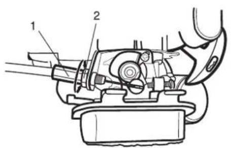 Shindaiwa T243XS - Regolare il gioco della leva del gas. - 1