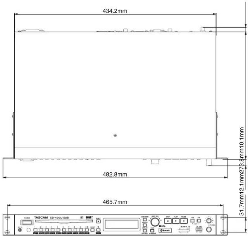 TASCAM CD400U DAB - Dessins avec cotes - 1