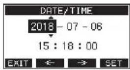 TASCAM Model 24 - Ajuste de la Fecha y la hora del reloj interno - 1