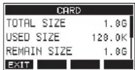 TASCAM Model 24 - Écran CARD - 1