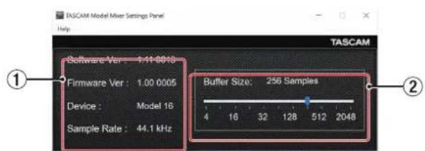 TASCAM Model 24 - Présentation du panneau de réglages (Settings Panel) - 1
