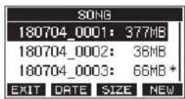 TASCAM Model 24 - Viewing the song list - 1