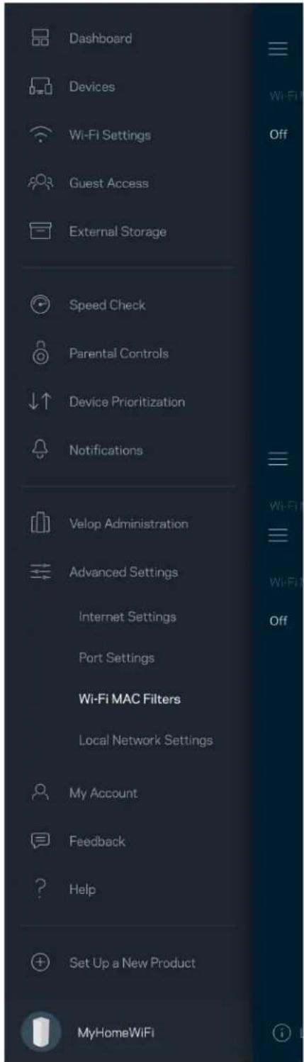 LINKSYS Velop MX5300 - Wi-Fi MAC Filters (DiTa mac aou dikou) - 1