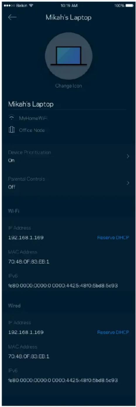 LINKSYS Velop MX5300 - Pour afficher ou modifier les détails des appareils connectés - 1