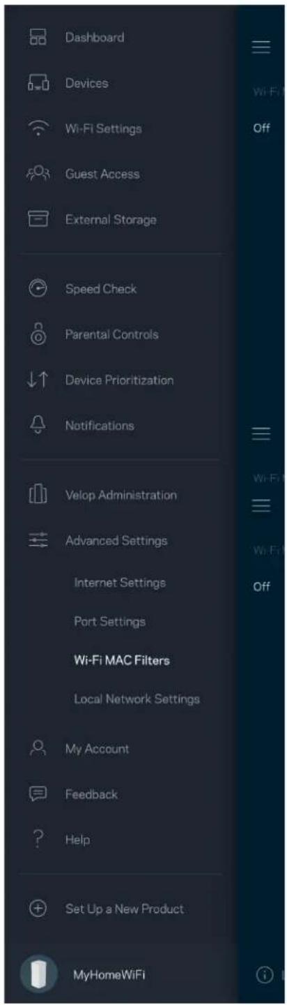LINKSYS Velop MX5300 - Wi-Fi MAC-filtrid - 1