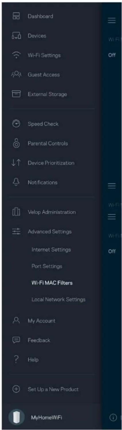 LINKSYS Velop MX5300 - Filtrowanie adresów MAC w sieci Wi-Fi - 1