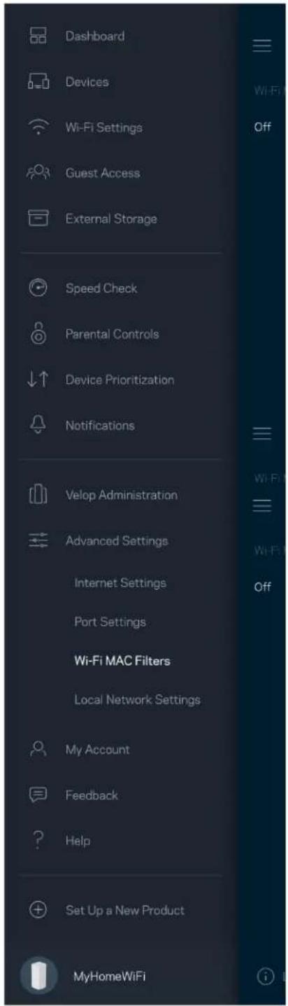 LINKSYS Velop MX5300 - Filtros MAC do Wi-Fi - 1