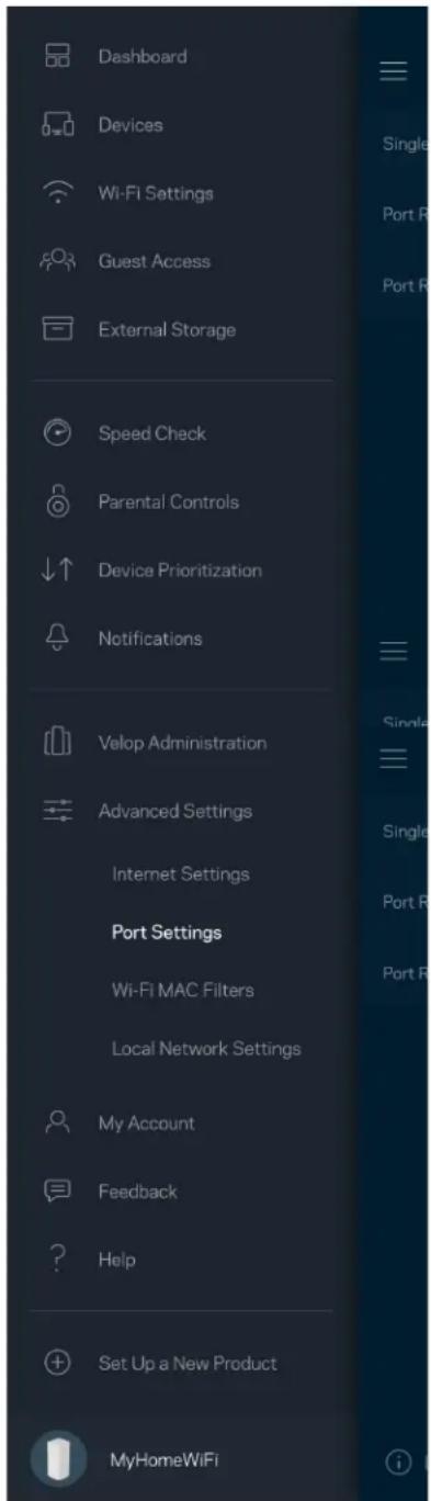 LINKSYS Velop MX5300 - Port Settings (Puθμiσεις θυρων) - 1
