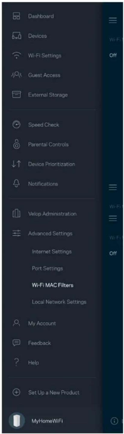 LINKSYS Velop MX5300 - Filter MAC Wi-Fi - 1