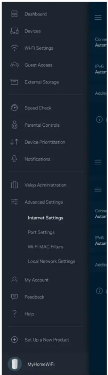 LINKSYS Velop MX5300 - Paramètres de connexion Internet - 1