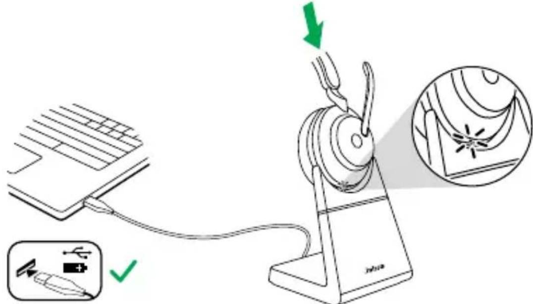JABRA Evolve2 65 - Recharge à l'aide du socle de recharge (accessoire en option) - 1