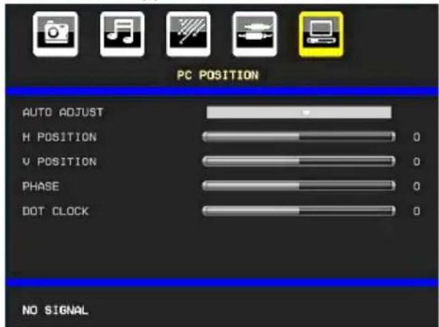 TELEFUNKEN TFX1646D857U - PC-VGA Position Menu - 1