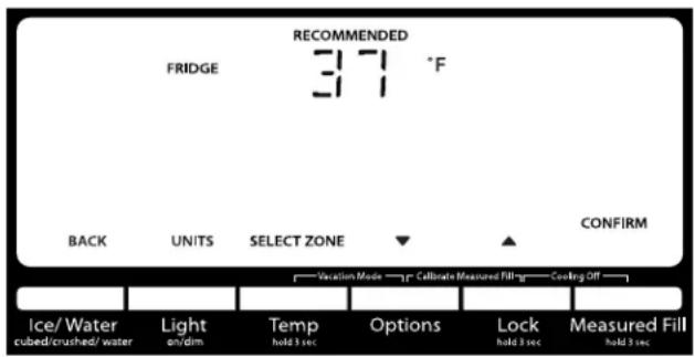 WHIRLPOOL WRV986FDEM - Voir les points de réglage de température - 1
