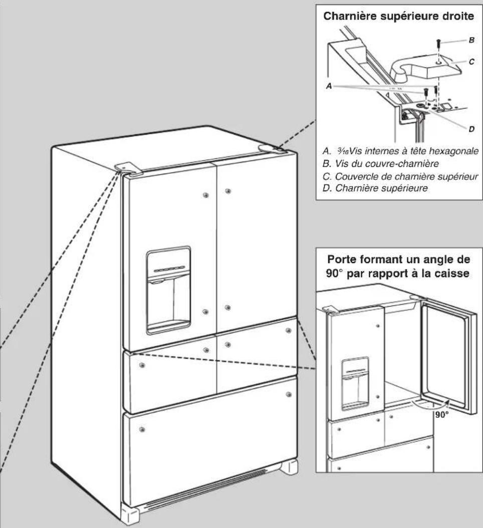 WHIRLPOOL WRV986FDEM - Dépose et réinstallation de la porte - 4