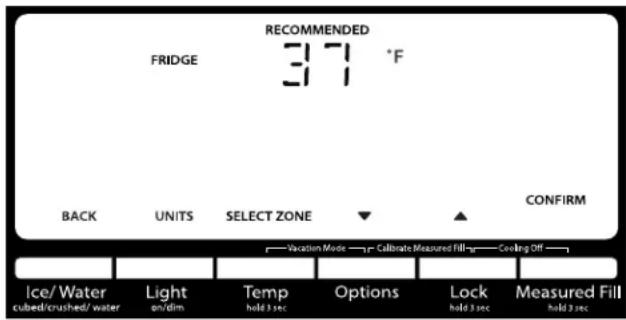 WHIRLPOOL WRV986FDEM - View Temperature Set Points - 1