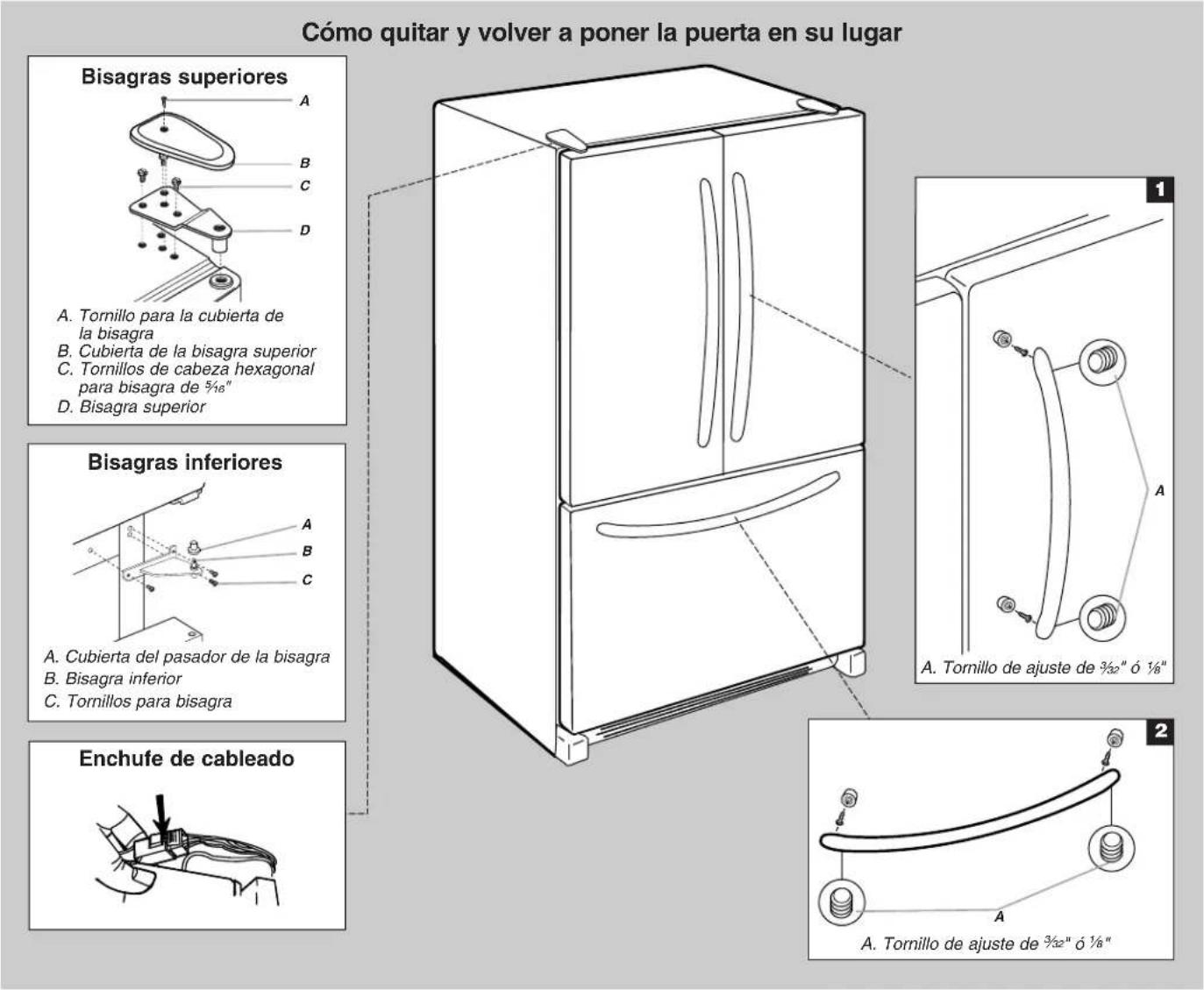 WHIRLPOOL WRB329DMBM - como qitar y volver aponer la puerta en su lugar - 9