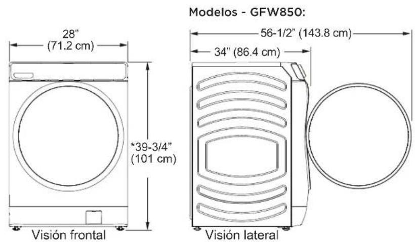 GE GFW850SSNWW - DIMENSIONES DE LA LAVADORA - 1