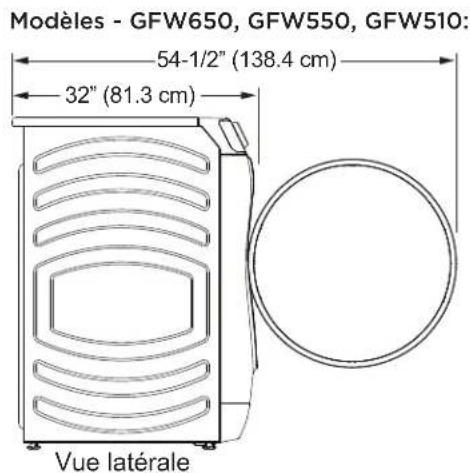 GE GFW850SSNWW - DIMENSIONS DE LA LAVEUSE - 2