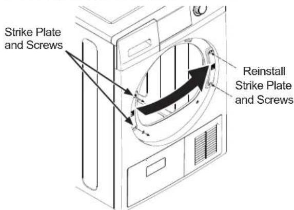 GE GFT14ESSMWW - REMOVE, ROTATE AND REPLACE THE STRIKE PLATE - 1