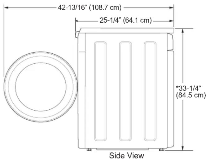 GE GFT14ESSMWW - DRYER DIMENSIONS - 2