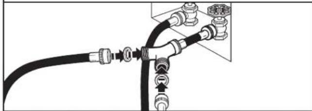 MAYTAG MGD7230HC - Fixer le long tuyau au raccord en « Y » et serrer les raccords - 1