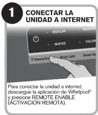 WHIRLPOOL WGD8120HW - Descargue la aplicación Whirlpool® en su dispositivo móvil. Puede acceder a las instrucciones de registro y conectividad, los términos de uso y la política de privacidad en www.whirlpool.com/connect o, en Canadá, en www.whirlpool.ca/connect. - 1