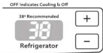 OFF Indicates Cooling Is Off 38° Recommended 38 Refrigerator + - -