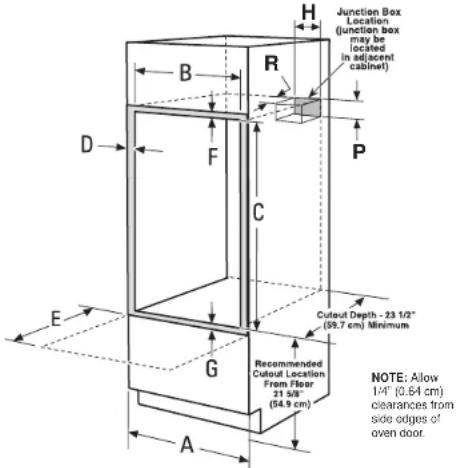 GE Profile PKS7000BNTS - D CUTOUT FOR COMBINATION OVENS (WITH UPPER MICROWAVE OVEN) - 1