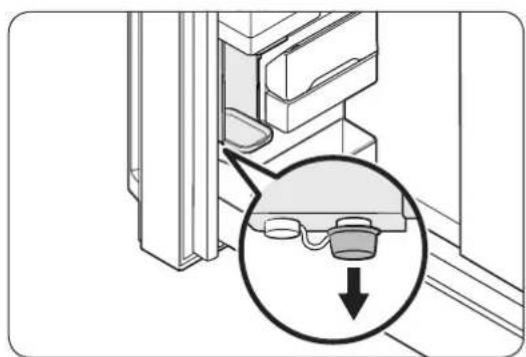 Technical diagram showing a mechanical assembly with a magnified inset highlighting a component (no text or symbols present)