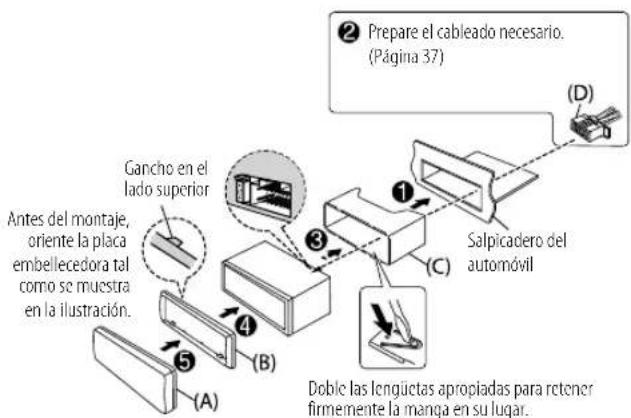 KENWOOD KMRM328BT - Instalación de la unidad (montaje en el tablero) - 2