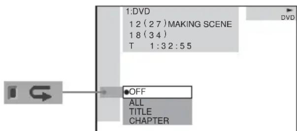 SONY AVDC700ES - Select the Repeat Play setting, then press ENTER. - 1