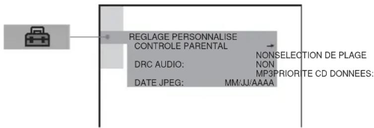 SONY AVDC700ES - Appuyez sur / pour selectionner « REGLAGE PERSONNALISE », puis appuyez sur ENTER. - 1